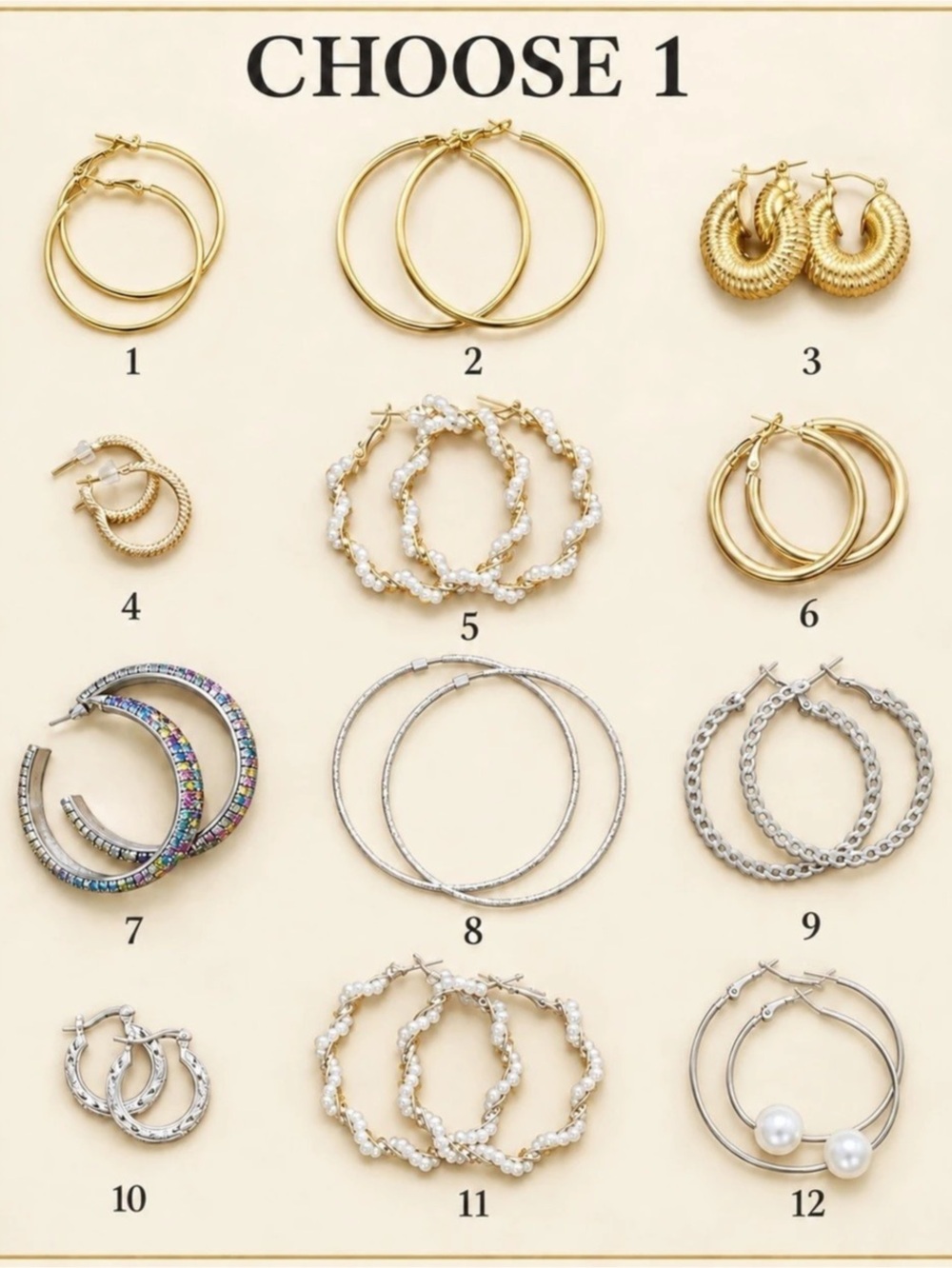 NEW Choose 1 Hoop Earrings in Gold & Silver